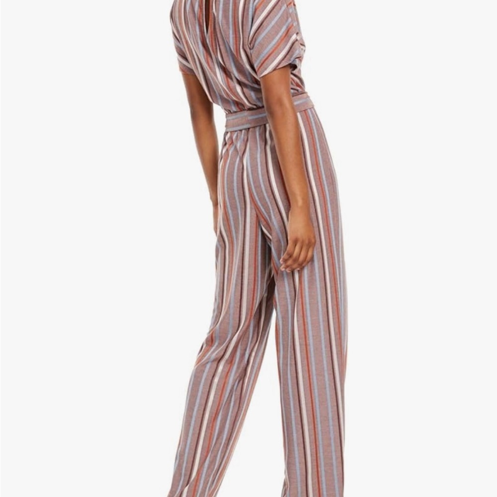 Juniors Midnight Doll Striped V-Neck Jumpsuit - Picture 6 of 6